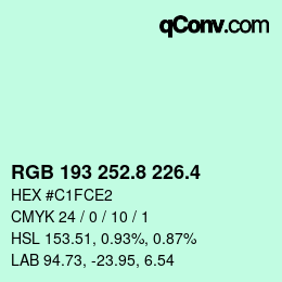 カラーコード: RGB 193 252.8 226.4 | qconv.com
