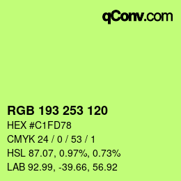 カラーコード: RGB 193 253 120 | qconv.com
