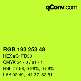 Color code: RGB 193 253 48 | qconv.com