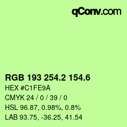 カラーコード: RGB 193 254.2 154.6 | qconv.com