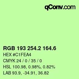 カラーコード: RGB 193 254.2 164.6 | qconv.com