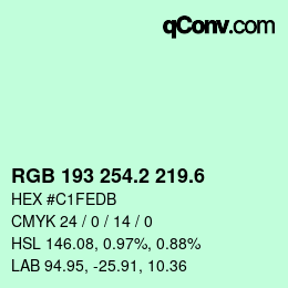 カラーコード: RGB 193 254.2 219.6 | qconv.com