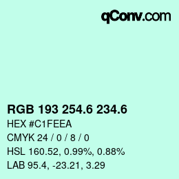 カラーコード: RGB 193 254.6 234.6 | qconv.com