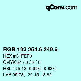 カラーコード: RGB 193 254.6 249.6 | qconv.com