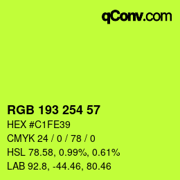 カラーコード: RGB 193 254 57 | qconv.com