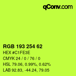 Código de color: RGB 193 254 62 | qconv.com