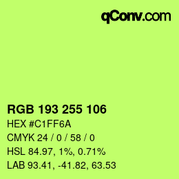Color code: RGB 193 255 106 | qconv.com