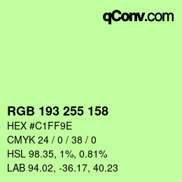 Color code: RGB 193 255 158 | qconv.com