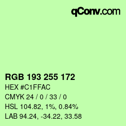 Color code: RGB 193 255 172 | qconv.com