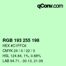Color code: RGB 193 255 198 | qconv.com