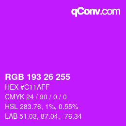 Color code: RGB 193 26 255 | qconv.com