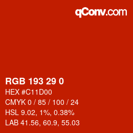Color code: RGB 193 29 0 | qconv.com