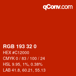 Color code: RGB 193 32 0 | qconv.com