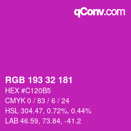 カラーコード: RGB 193 32 181 | qconv.com