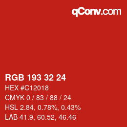 Color code: RGB 193 32 24 | qconv.com