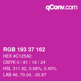 颜色代码: RGB 193 37 162 | qconv.com