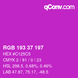 Color code: RGB 193 37 197 | qconv.com