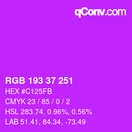 カラーコード: RGB 193 37 251 | qconv.com
