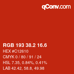 カラーコード: RGB 193 38.2 16.6 | qconv.com