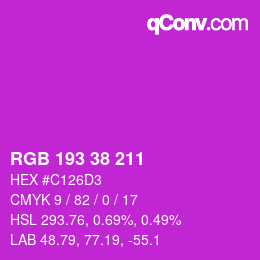Color code: RGB 193 38 211 | qconv.com
