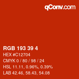 カラーコード: RGB 193 39 4 | qconv.com