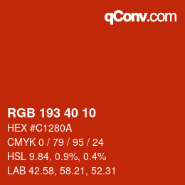 Color code: RGB 193 40 10 | qconv.com