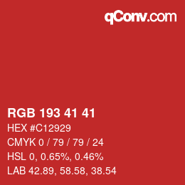 Color code: RGB 193 41 41 | qconv.com