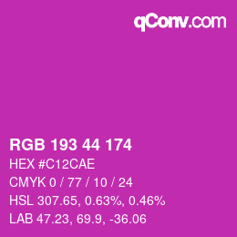 カラーコード: RGB 193 44 174 | qconv.com