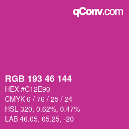 カラーコード: RGB 193 46 144 | qconv.com