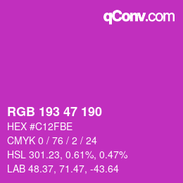 Color code: RGB 193 47 190 | qconv.com