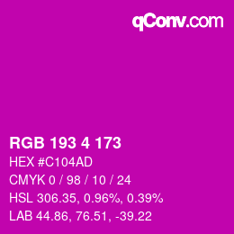 Color code: RGB 193 4 173 | qconv.com