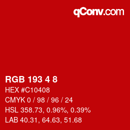 Color code: RGB 193 4 8 | qconv.com