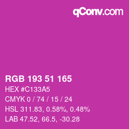 颜色代码: RGB 193 51 165 | qconv.com