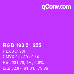 Color code: RGB 193 51 255 | qconv.com