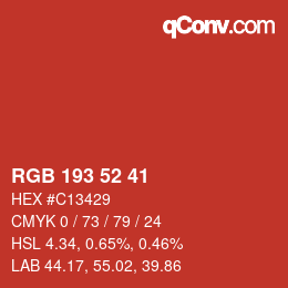 Color code: RGB 193 52 41 | qconv.com