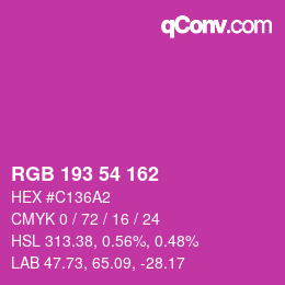 Color code: RGB 193 54 162 | qconv.com