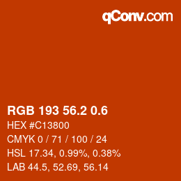 カラーコード: RGB 193 56.2 0.6 | qconv.com