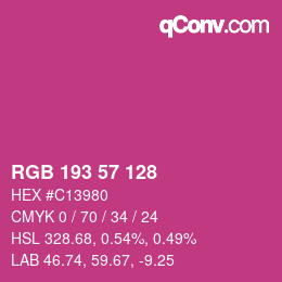 カラーコード: RGB 193 57 128 | qconv.com