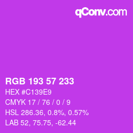 カラーコード: RGB 193 57 233 | qconv.com
