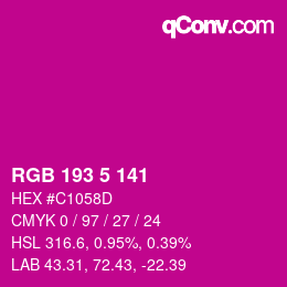 Color code: RGB 193 5 141 | qconv.com