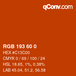 カラーコード: RGB 193 60 0 | qconv.com