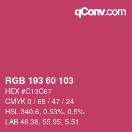 カラーコード: RGB 193 60 103 | qconv.com