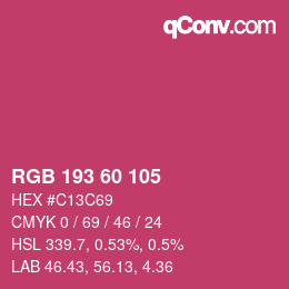 颜色代码: RGB 193 60 105 | qconv.com