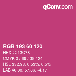 颜色代码: RGB 193 60 120 | qconv.com