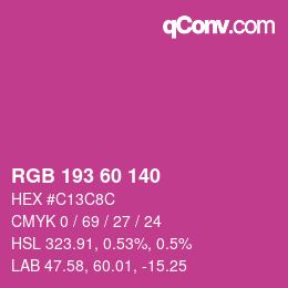 颜色代码: RGB 193 60 140 | qconv.com