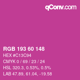 颜色代码: RGB 193 60 148 | qconv.com