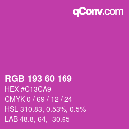 颜色代码: RGB 193 60 169 | qconv.com