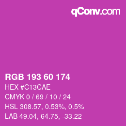 颜色代码: RGB 193 60 174 | qconv.com