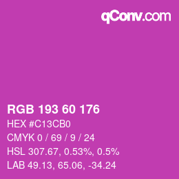 カラーコード: RGB 193 60 176 | qconv.com