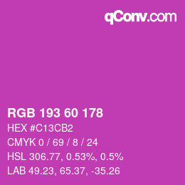 颜色代码: RGB 193 60 178 | qconv.com